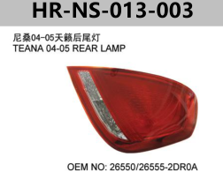 FOR NISSAN TEANA 2004"-2005" J31 TEANA 04-05 REAR LAMP
