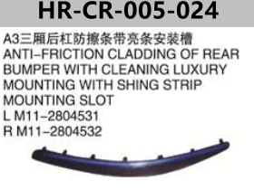 FOR CHERY A3 M11 ANTI-FRICTION CLADDING OF REAR BUMPER WITH CLEANING LUXURY MOUNTING WITH SHING STRIP MOUNTING SLOT